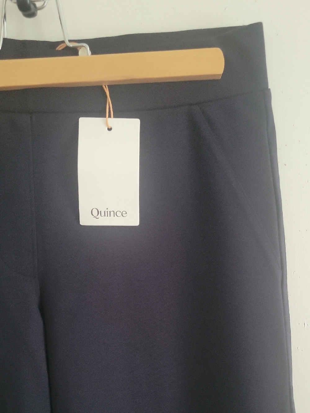 Quince Ultra Stretch Ponte Wide Leg Pants Women's Navy Straight Trousers Med 30